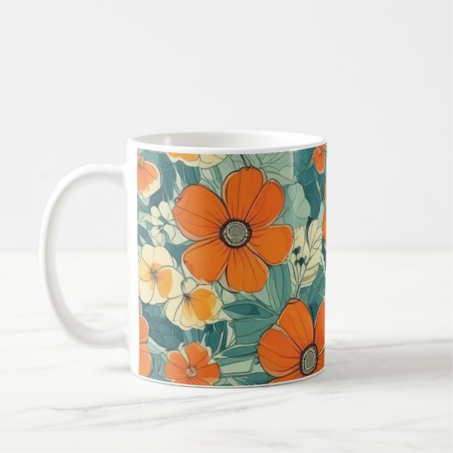 Orange Flowers Mug (Left)