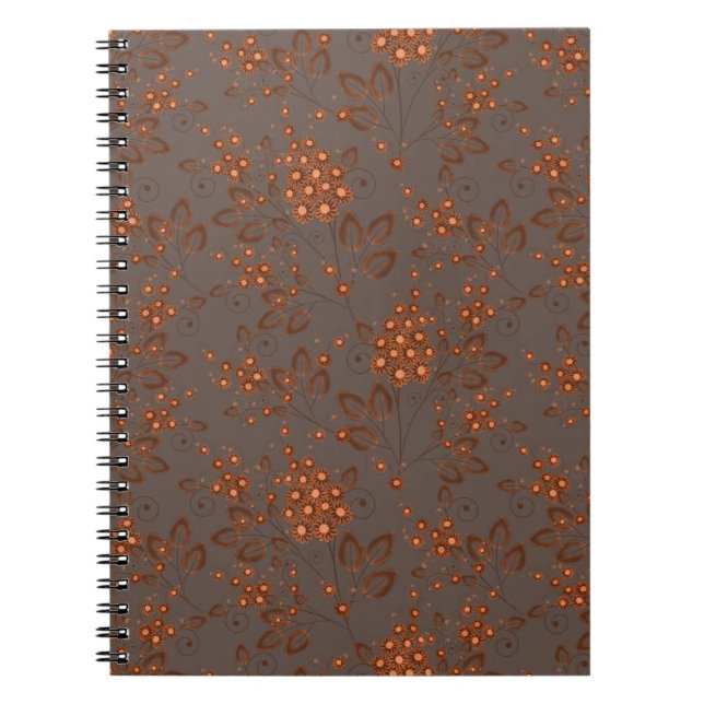 Orange flowers on a grayish-brown background. notebook (Front)