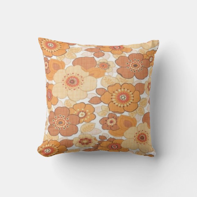 Orange flowers pattern cushion (Front)