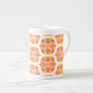 Orange Flowers, Pattern Of Flowers, Floral Pattern Bone China Mug