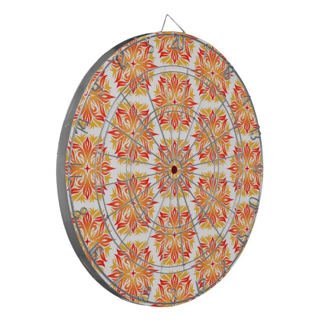 Orange Flowers, Pattern Of Flowers, Floral Pattern Dartboard (Front Left)