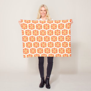 Orange Flowers, Pattern Of Flowers, Floral Pattern Fleece Blanket