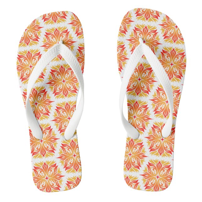 Orange Flowers, Pattern Of Flowers, Floral Pattern Jandals (Footbed)