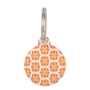 Orange Flowers, Pattern Of Flowers, Floral Pattern Pet Tag