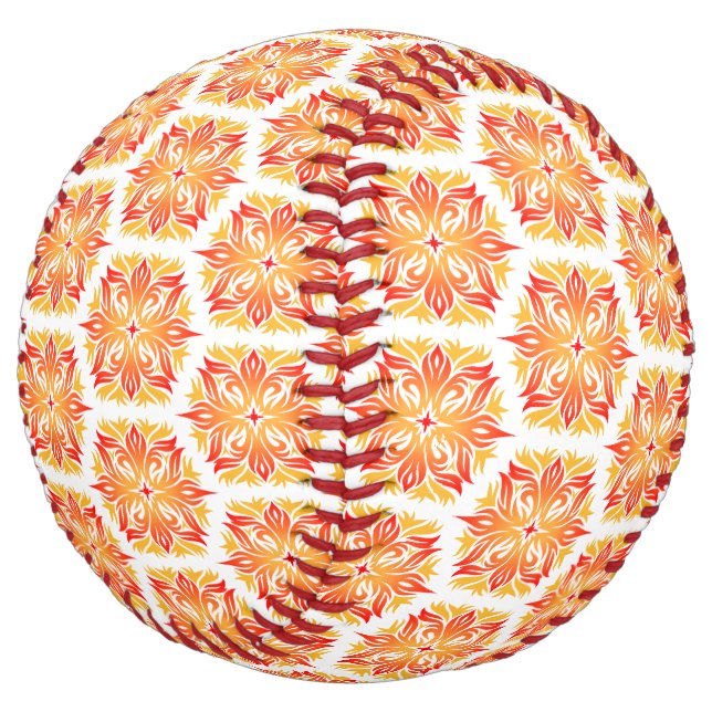 Orange Flowers, Pattern Of Flowers, Floral Pattern Softball (Angled)