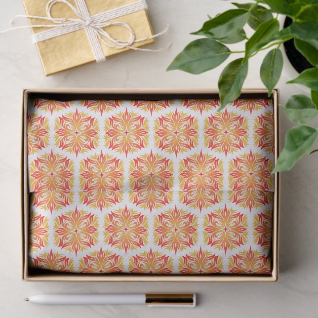 Orange Flowers, Pattern Of Flowers, Floral Pattern Tissue Paper (Gift)