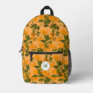 Orange flowers printed backpack