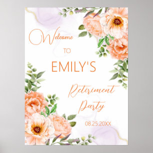 Orange Flowers Retirement Party Welcome Sign