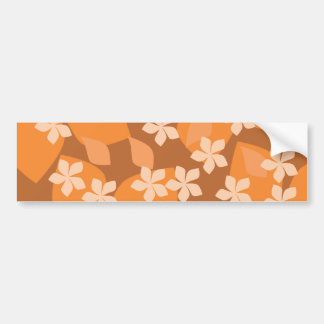 Orange Flowers. Retro Floral Pattern. Bumper Sticker