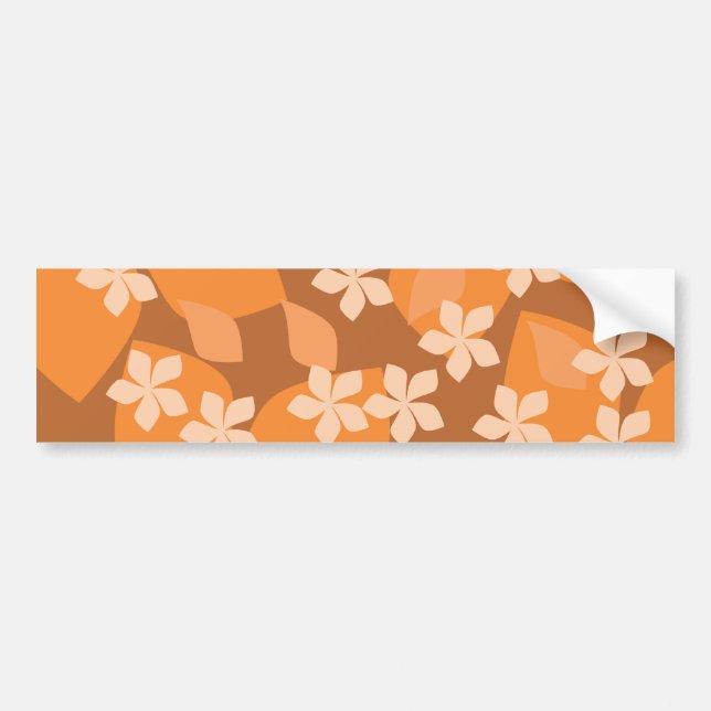 Orange Flowers. Retro Floral Pattern. Bumper Sticker (Front)