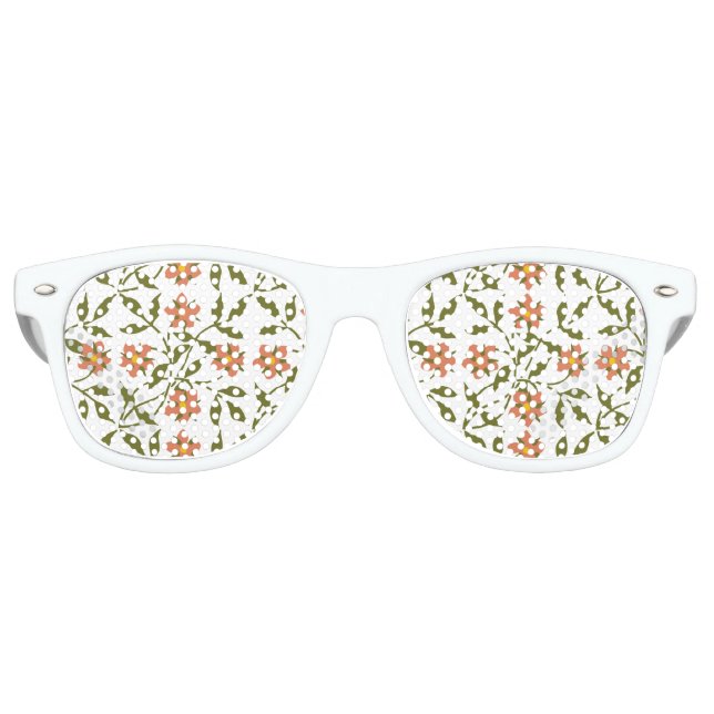 ORANGE FLOWERS  RETRO SUNGLASSES (Front)