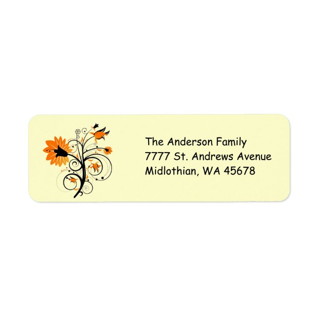 Orange Flowers Return Address Label (Front)