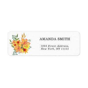 Orange flowers return label