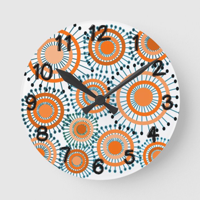 Orange Flowers  Round Clock (Front)