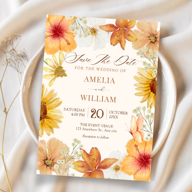 Orange flowers save the date (Creator Uploaded)