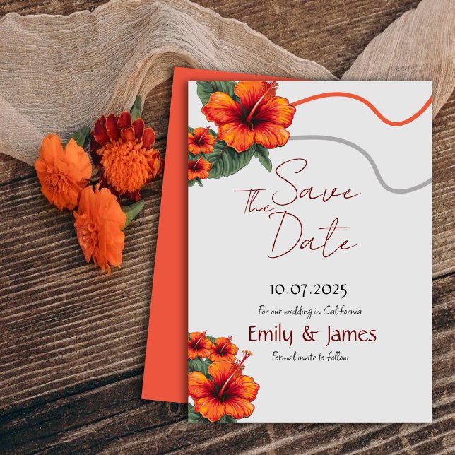 Orange Flowers Save The Date Invitation Card (Creator Uploaded)