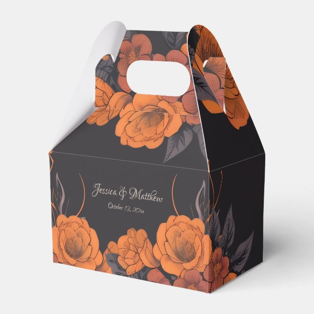 Orange Flowers simple Elegant  Favour Box (Front Side)