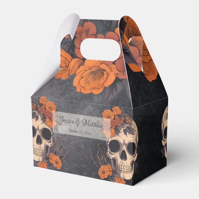 Orange Flowers simple Elegant  Favour Box (Front Side)