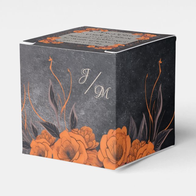 Orange Flowers simple Elegant gratitude Favour Box (Front Side)