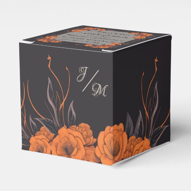 Orange Flowers simple Elegant gratitude Favour Box (Front Side)