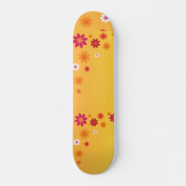 Orange Flowers Skateboard (Front)