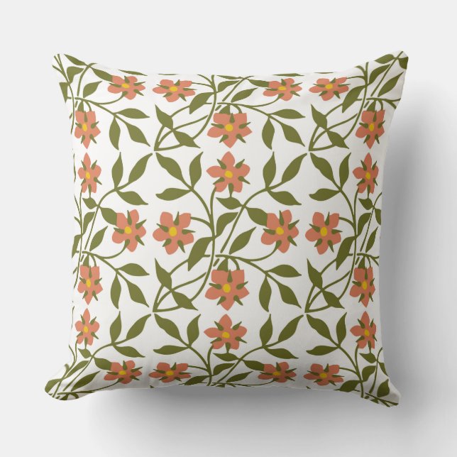 ORANGE FLOWERS THROW PILLOW (Front)