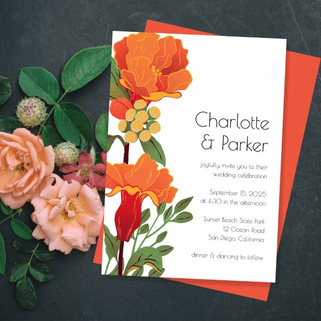 Orange Flowers Wedding Invitation (Creator Uploaded)
