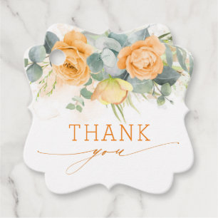Orange Flowers Wedding Thank You Favour Tags