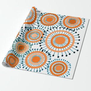Orange Flowers Wrapping Paper
