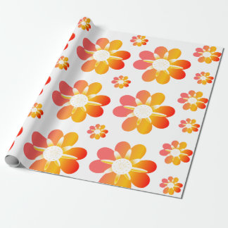 Orange Flowers Wrapping Paper