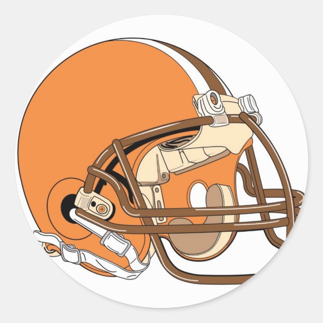 Orange football helmet classic round sticker (Front)