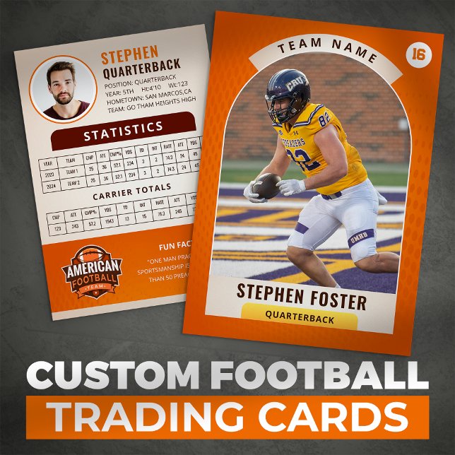 Orange Football Trading Card, Custom Sports Card (Creator Uploaded)