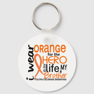 Orange For Hero 2 Brother MS Multiple Sclerosis Key Ring