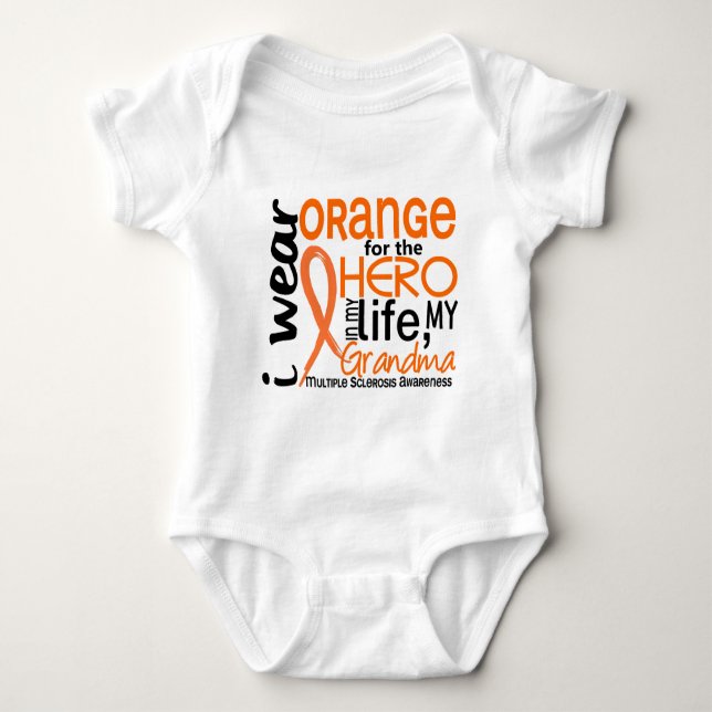 Orange For Hero 2 Grandma MS Multiple Sclerosis Baby Bodysuit (Front)