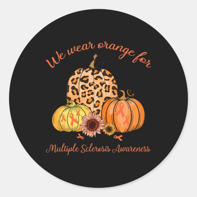 Orange For Multiple Sclerosis Awareness Pumpkin Gi Classic Round Sticker (Front)