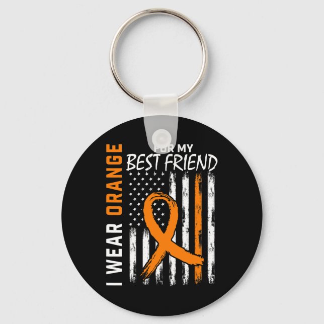 Orange For My Best Friend Leukaemia Awareness Flag Key Ring (Front)