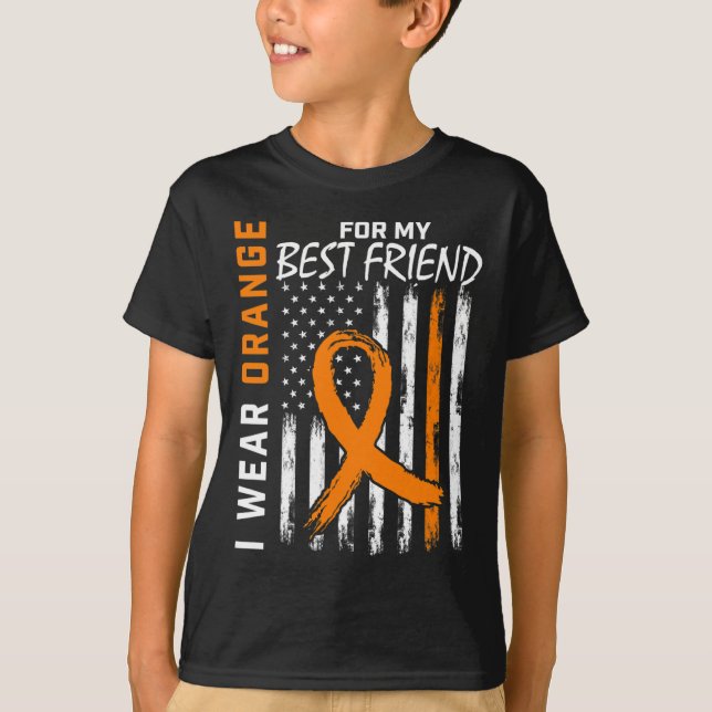 Orange For My Best Friend Leukaemia Awareness Flag T-Shirt (Front)