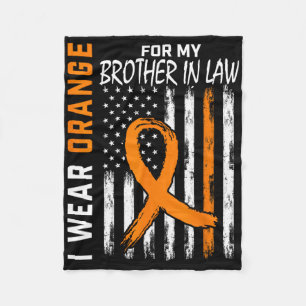 Orange For My Brother In Law Leukaemia Awareness F Fleece Blanket