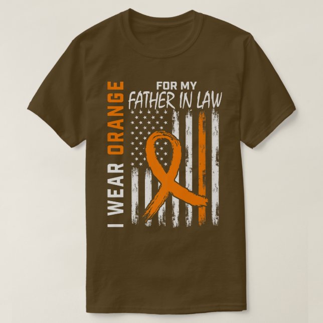 Orange For My Father In Law Leukemia Awareness Fla T-Shirt (Design Front)
