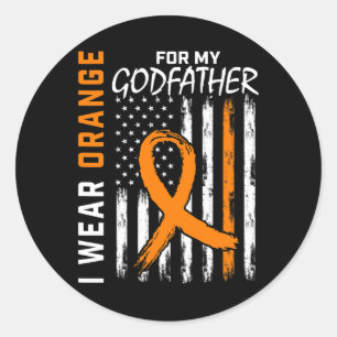 Orange For My Godfather Leukaemia Cancer Awareness Classic Round Sticker