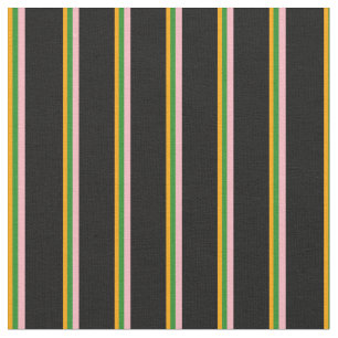 Orange, Forest Green, Light Pink & Black Lines Fabric
