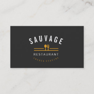 Orange Fork & Knife Logo Catering Restaurant Cafe Business Card
