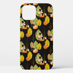Orange Fox Autumn Forest Night Hipster Nature iPhone 12 Case