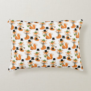 Orange Fox Autumn Trees Forest Hipster Glasses Fox Decorative Cushion