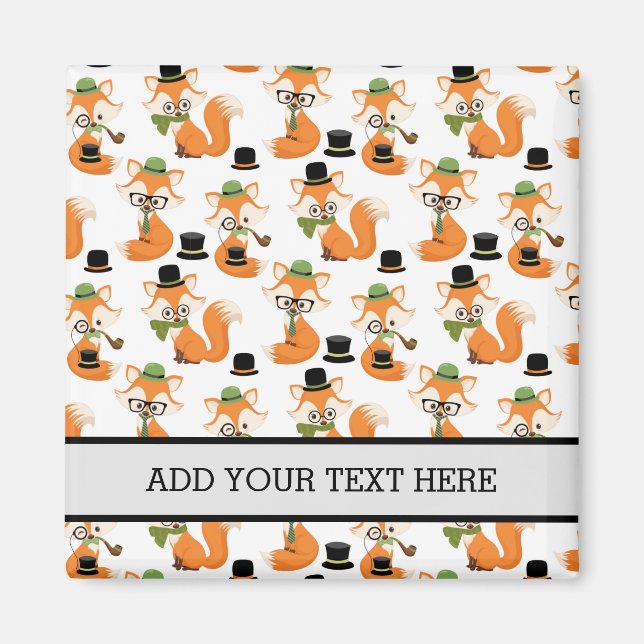 Orange Fox Autumn Trees Forest Hipster Glasses Fox Magnet (Front)