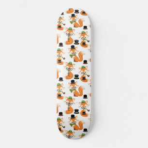 Orange Fox Autumn Trees Forest Hipster Glasses Fox Skateboard
