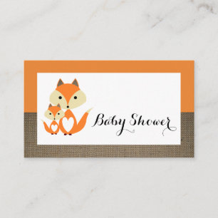 Orange Fox Burlap Baby Shower Invitation