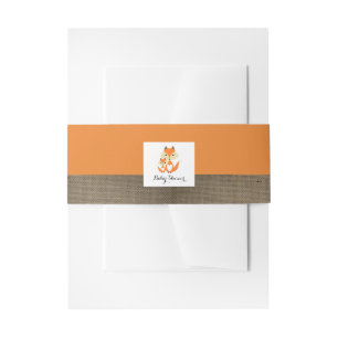 Orange Fox Burlap Baby Shower Invitation Belly Band