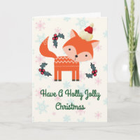 Orange Fox In Santa Hat Whimsical Christmas Custom