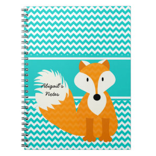 Orange Fox on Chevron Personalised Notebook